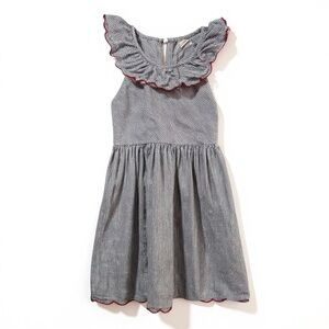 Bella Bliss Pinstripe dress with Scalloped Detail